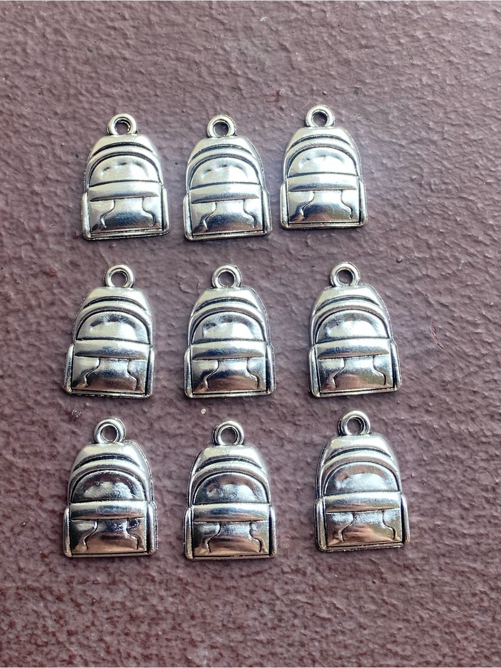 9 Piece Stainless Steel Silver Backpack Charm Pendants for DIY Jewelry Making